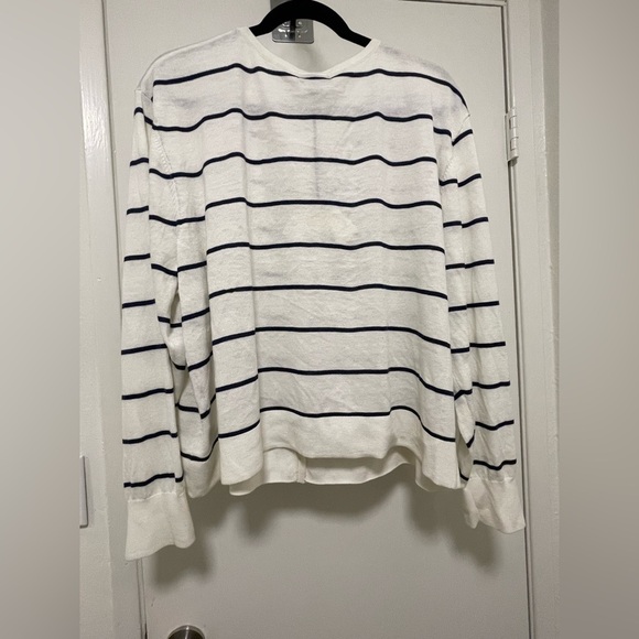 Ava & Viv White Cardigan with Navy Stripes - Picture 2 of 4
